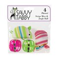 Savvy Tabby Stripe Mice & Jingle Ball 4 Pk SA391965